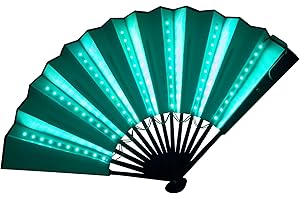 B BACHVIBES Abanico Plegable LED: El complemento Fiestas, Festivales, Discotecas y conciertos de música (Azul)