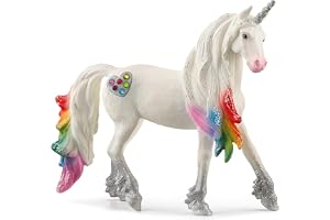 schleich BAYALA | Regnbågsenhörning hingst 70725 | Fantastisk samlarfigur | Present till flickor och pojkar