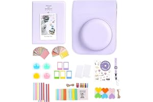 Aisnyho Zestaw akcesoriów 12 w 1 do aparatu Fujifilm Instax Mini 12 z etui na aparat, album fotograficzny i ramki, naklejka DIY, wisząca ramka na ścianę, kolorowy filtr, ramka stołowa L, Liliowy