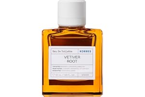 KORRES VETIVER ROOT Eau De Toilette per uomo, fragranza maschile con accordi di legno di cedro, terrosa, calda e legnosa,senza parabeni, nitromuschi e PCM, vegano, 50 ml