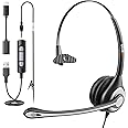 Wantek USB Headset with Microphone for PC Laptop,3.5mm/USB/Type-C Jack 3-In-1 Headphones with Noise Cancelling & Audio Controls,Teams Headset for Office,Call Center,Work,Mono