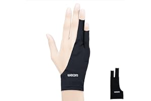 ‎WACOM Wacom Zeichenhandschuh, Zwei-Finger-Künstler-Handschuh für Zeichnungstablet-Stift-Display, 90% recyceltes Material, umweltfreundlich, Einheitsgröße (1 Pack), Schwarz