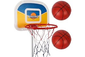 SYNORATORY Trampoline Basketball Hoop, Basketball Hoop for Trampoline with Pump and 2 Mini Ball, Sturdy for Toddlers and Children, Fit for Straight Pole