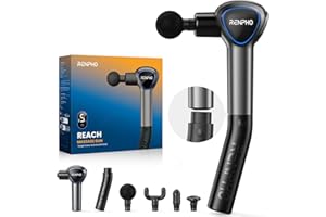RENPHO Reach Handle Massage Gun with 5 Speed 4 Head,Mini Massage Gun with Extension Handle,Gift for Women Men,Muscle Gun Deep Tissue with 3200rpm for Home Workout Full Body Muscle Relax,Black