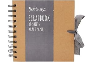 Sixstore Kraft Small/Medium/Large Square Scrapbook- Quality Kraft Paper Scrapbook with Ribbon (Brown, Small 15cm x 15cm - 50 Sheets)