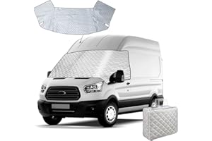 JOJOCY Cubierta gruesa para parabrisas para Ford Transit Van MK7 y Challenger Genesis 43/50/60 2006-2013, cubierta para parabrisas antiheladas, polvo, protección solar, color plateado
