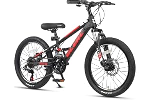 Glerc Skyline Kids Mountain Bike per bambini e bambine, bicicletta per bambini da 20 a 24 pollici per bambini da 6 a 18 anni, 21 velocità con sospensione anteriore e freni a disco, vari colori