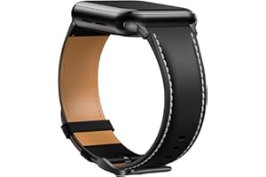 Laffav Skórzany pasek kompatybilny z Apple Watch 38 mm, 40 mm, 41 mm, 42 mm, 44 mm, 45 mm, 49 mm, dla kobiet i mężczyzn, klasyczny pasek zastępczy do Apple Watch iWatch serii 9, 8, 7, 6, 5, 4, 3, 2,
