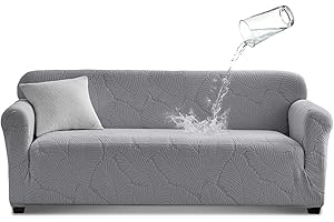 Tokokimo Waterproof Sofa Cover 3 Seater 1 Piece High Stretch Grey Couch Sofa Cover for Dogs Cat Furniture Protector Non Slip Super Soft Fluffy Slipcover for Living Room (Grey, 3 Seater)