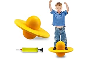 TCVENTS Pogo Ball, Jump Ball for Kids Balance Board Ball for Adult Kids Fitness Hopping Toy Exercise Game Home Indoor Body Training, Yellow