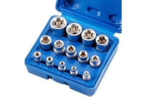 Qnkaa Female E Star Torx Socket Set E4-E24 E-Torx External Socket Insert Nut 14pcs