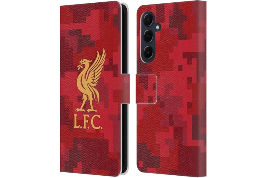 Head Case Designs Officially Licensed Liverpool Football Club Home Red Digital Camouflage Leather Wallet Case Compatible With Samsung Galaxy A55 5G