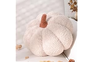 Yhoelata Halloween Cuscino Zucca Piccolo, Crema Bianco Cuscino a Forma di Zucca, Cuscinos Decorazione autunnale, Cuscinos per Divano Letto, Cuscini in Peluche Morbido, Cuscini Bambini, Regalo 20 cm