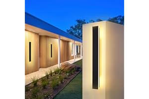 AOLED LED Wandleuchte Aussen/Innen Lang Wandlampe Anthrazit, Ip67 Wasserdicht Außenwandleuchten Aluminiumlegierung Schwarz Außenleuchte Terrasse Wandleuchte Für Gärten, Villa , Warmes Licht,60*5cm,15w