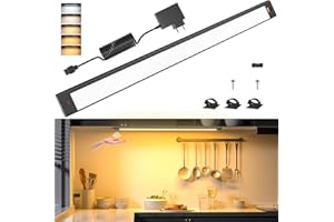 ‎WOBANE WOBANE LED Unterbauleuchte Küche,Dimmbare 60cm LED Schrankbeleuchtung mit Sensor,Handbewegung Aktiviert,Küchenleuchte für Küche,Schrank,Regale,Vitrinen,Kleiderschrank,112LEDs,2700K bis 6000K,Schwarz