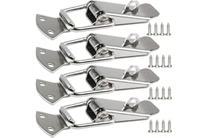 Litensh Cierre de tensión de acero inoxidable con tornillos, cierre de palanca de 56 mm, pestillo de palanca de resorte, clip de abrazadera de retención, cierre de caja (4, 56 mm with Locking Hole)