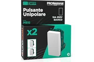 EUROCALI Pulsante Unipolare 10A 250V Compatibile con Vimar Plana Tasto a Polo Singolo a Incasso da Muro Frutti Elettrici Colore Bianco - Confezione da 2