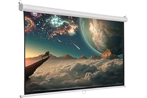 INMOZATA Pull Down Projector Screen White, 72in Wall & Ceiling Mounted HD Projection Screen with 4:3 Ratio Matte White Screen for Home School Cinema Theater Outdoor Indoor Public Display (140x105cm)