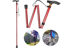 ‎THLEVEL Thlevel Faltbar Gehstock Bergstock Spazierstock Wanderstock Canes Urlaubs Höhenverstellbar rutschfest Leicht Unisex Gehstock