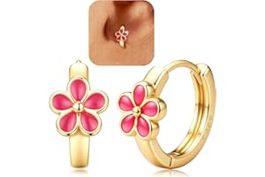 MILACOLATO Kolczyki kreolskie ze srebra próby 925, dla kobiet i dziewcząt, hipoalergiczne kreolki, złote/srebrne, małe kolczyki Huggie, 10 mm, kwiaty, stokrotki, kolczyki z pudełkiem na prezent