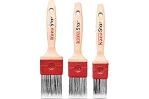 WOLDOCLEAN Set di 3 pennelli piatti da 40, 50, 60 mm, spessore 12, per colori e vernici con setole sintetiche e montatura in plastica di alta qualità