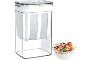 Erzekrim Colador de Yogur Separador de Suero con Tapa Colador de Yogur Griego 1100 Ml Colador Lavable Separador de Suero de Yogur con Malla Ultrafina para Hacer Yogur Griego Grueso