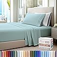 Pizuna Pure Combed Cotton Twin Size Bed Sheet Set, Baby Blue,400 Thread Count Cozy Luxury 100% Long Staple Cotton Sateen Weave Bedsheet Set (1 Flat Sheet, 1 Fitted Sheet, 1 Pillowcase)