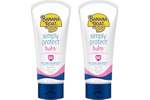 Banana Boat Baby 100% Mineral, Tear-Free, Reef Friendly, Broad Spectrum Sunscreen Lotion, SPF 50, 6oz, 2 Count (Pack of 1)