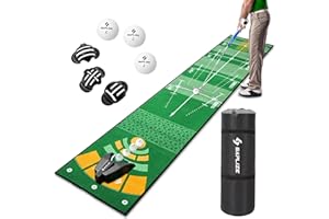 SAPLIZE Golf Putting Mat, 3 Models Available, 20in X 10ft Golf Putting Green Mat with Non-Slip Backing Golf Practice Mat for Indoor/Outdoor Golf Training Aid