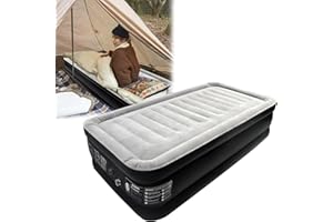 HENGMEI Materac dmuchany na kemping, samopompujący się materac z wbudowaną pompką elektryczną, z bagażem podręcznym, do aktywności na świeżym powietrzu, do użytku domowego, 187 x 90 x 46 cm
