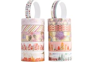 PAITOK Ensemble de 12 Rouleaux de Washi Tape, Ruban Adhésif Décoratif Coloré Autocollant Paysage Ciel Étoilé pour l'Emballage des Cadeaux, la Décoration du Bullet Journal, l'Artisanat DIY (Couleur-2)