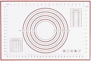 SKY-TOUCH Sky Touch Baking Mat, Non Stick Silicon Rolling Pastry Mat,Kneading Pad Sheet Glass Fiber Rolling Dough Large Size For Cake Macaron Kitchen Tools, Red,White, Sk3C3001-Baking