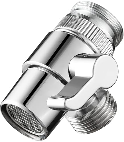 Roscid 3-weg Diverterventiel G1/2 M22 X M24, 3-weg Omschakelventiel met Omstelventiel, douche adapter flow diverter voor Badkamer, Keuken, Douche, Wastafel(Kraan Niet Inbegrepen), Chroom