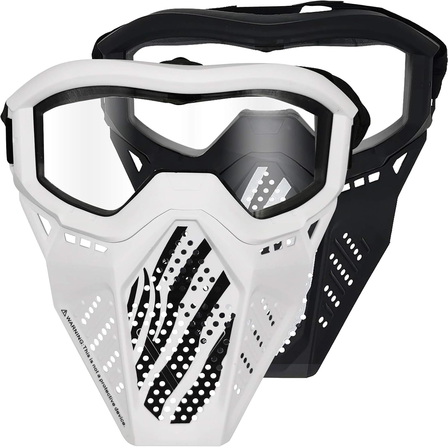 Toyer - Paquete de 2 mascarillas tácticas compatibles con Nerf Rival, Apollo, Zeus, Khaos, Atlas, Artemis Blasters Rival Mask (Blanco y Negro)