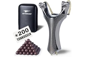 ‎ZETTERRANK Zetterrank Zwille Steinschleuder Bundle Set,Riemenscheiben-Design Slingshot Schleuder mit Rundgummiband,Zwille für Sportgerät mit Gummibänder und 200 Tonkugeln. (Eisen Viper)