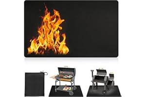 BLYEMICHDI Tapis Anti Feu, Tapis Barbecue Sol Exterieur, 122x165cm Tapis Ignifuge Pliable, Thermique Tapis Anti Feu Résistant à La Chaleur Jusqu'à 1093 °c pour Barbecues, Poêles, Sols, Pelouses