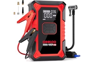 ‎GOOLOO GOOLOO A3 Starthilfe Powerbank mit Kompressor, 3000A 150PSI Spitzenstrom Starter Powerbank für 12V Fahrzeuge(Bis zu 9.0L Benzin/6.5L Diesel), Tragbare Auto Starthilfe mit Digitale und LED