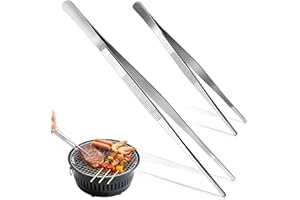 XIANGLONGY 2 Pezzi Pinze da Cucina (20 cm e 30 cm), Pinze Chef, Pinza Chef Professionali, Acciaio, Design Seghettato per Una Presa Salda, Adatte per Chef, Bistecche, Barbecue, Cucinare
