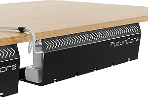 FuturCore Kabelkanal Schreibtisch Schwarz – 2er Set aus Edelstahl – futuristisch-minimalistische Kabelwanne – geräumiges Design – Einfache Montage – Kabel-Organizer für Kabelmanagement Schreibtisch
