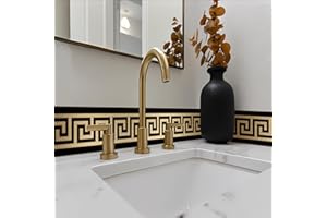 neukids 2 Rolls Wallpaper Borders Self Adhesive, Brushed Gold Wallpaper Borders，Greek Geometry Style Baseboard，Living Room Bedroom Bathroom Kitchen Decoration Ceiling Border