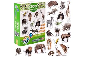 MAGDUM Imanes Animales Zoo Foto Real Infantil para niños - Imanes Nevera Grandes - Juguetes ED-UCATIVOS bebé 3 años - Imanes Pizarra magnética para Aprender – Set Teatro de imán para bebé