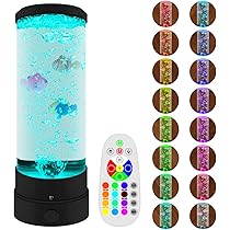 ALEENFOON Aquarium Vissen Lavalamp Blaaslamp met Vissen, Aquarium Stemmingslamp met Afstandsbediening voor Decoratie USB Kleur Nachtdecoratie
