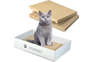 Aibuddy Lot de 3 grattoirs réversibles en Carton avec Herbe à Chat Bio [ Design Propre avec boîte à griffoir]