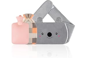 ZWOOS Bouillotte avec housse,Sacs à eau chaude en caoutchouc,Bouillotte Peluche,Sûr et Durable Bouillotte, pour Dames, Hommes et Enfants （Koala）