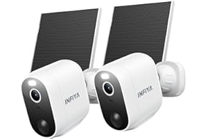 INFIYA 2K Camera Surveillance WiFi Exterieure sans Fil - Camera Exterieur sans Fil Solaire, Alerte Instantanée PIR, Vision Nocturne Couleur, Détection Humaine, 2.4GHz WiFi, Étanche IP65 (Lot de 2)