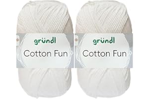 HDK-VERSAND 2x50 Gramm Gründl Cotton Fun Häkelgarn aus 100% Baumwolle inkl. Anleitung für Meerschwein (01 Weiss)