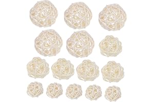 Garneck Palline in rattan, decorazioni da appendere, 15 pezzi, diverse misure, per matrimoni, feste di Natale, casa