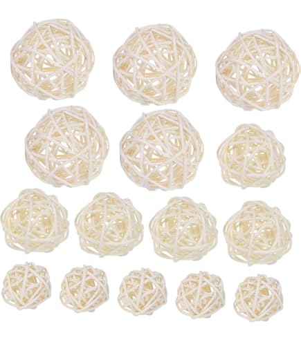 6 Palline Decorative In Rattan/vimini Fatte A Mano - Diametro 8,1 Cm - Colore Naturale - Per Centrotavola, Vasi, Decorazioni Fai Da Te