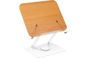 MSDADA Buchständer, Verstellbarer Buchhalter mit 360° drehbarer Basis, Kochbuchständer, Rezeptbuchhalter mit elastischen Seitenklammern für Musikpartituren, Rezepte - Gelb