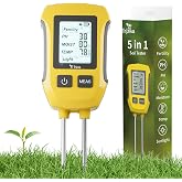 TRJZWA 5 in 1 Soil Meter with Backlit LCD Display for Plants | Measures Humidity, pH, Fertility, Temperature and Light Intens